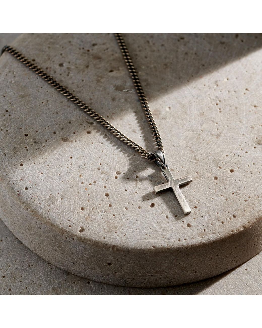 Posh Totty Designs Metallic Oxidised Large Cross Pendant Necklace for men