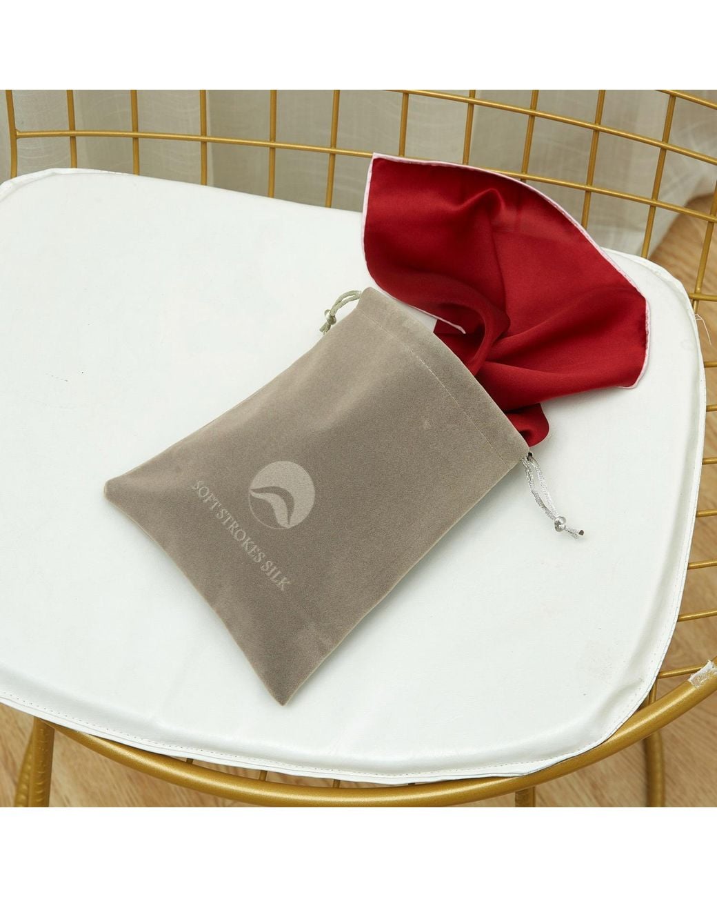 Soft Strokes Silk Red Pure Silk Scarf Peony Solid Colour Collection Burgundy Small