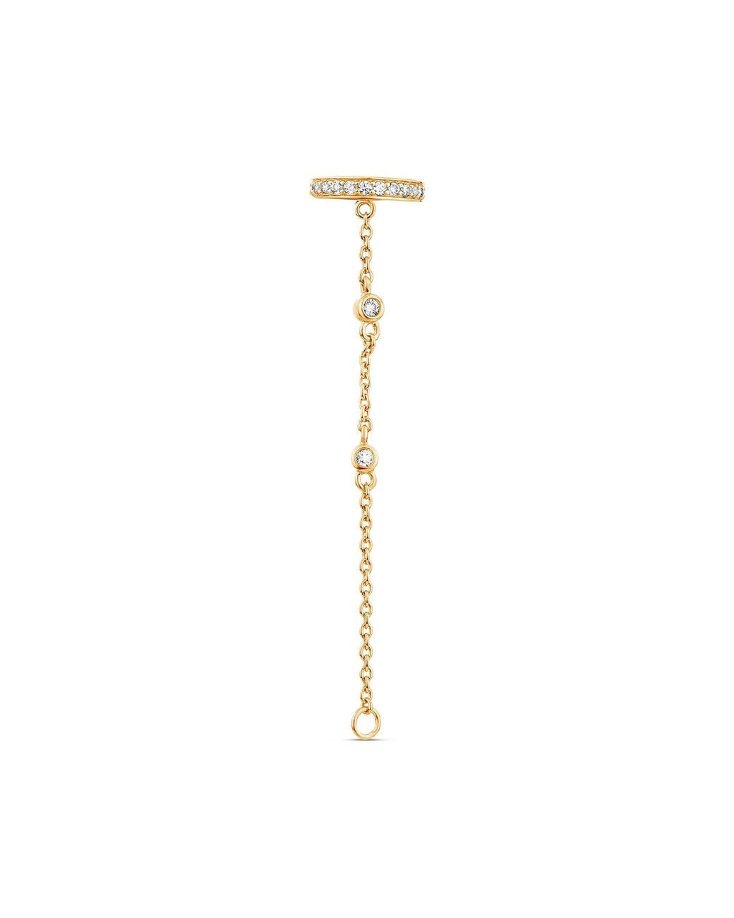 SALLY SKOUFIS Metallic Edge Chain Ear Cuff With Made Diamonds