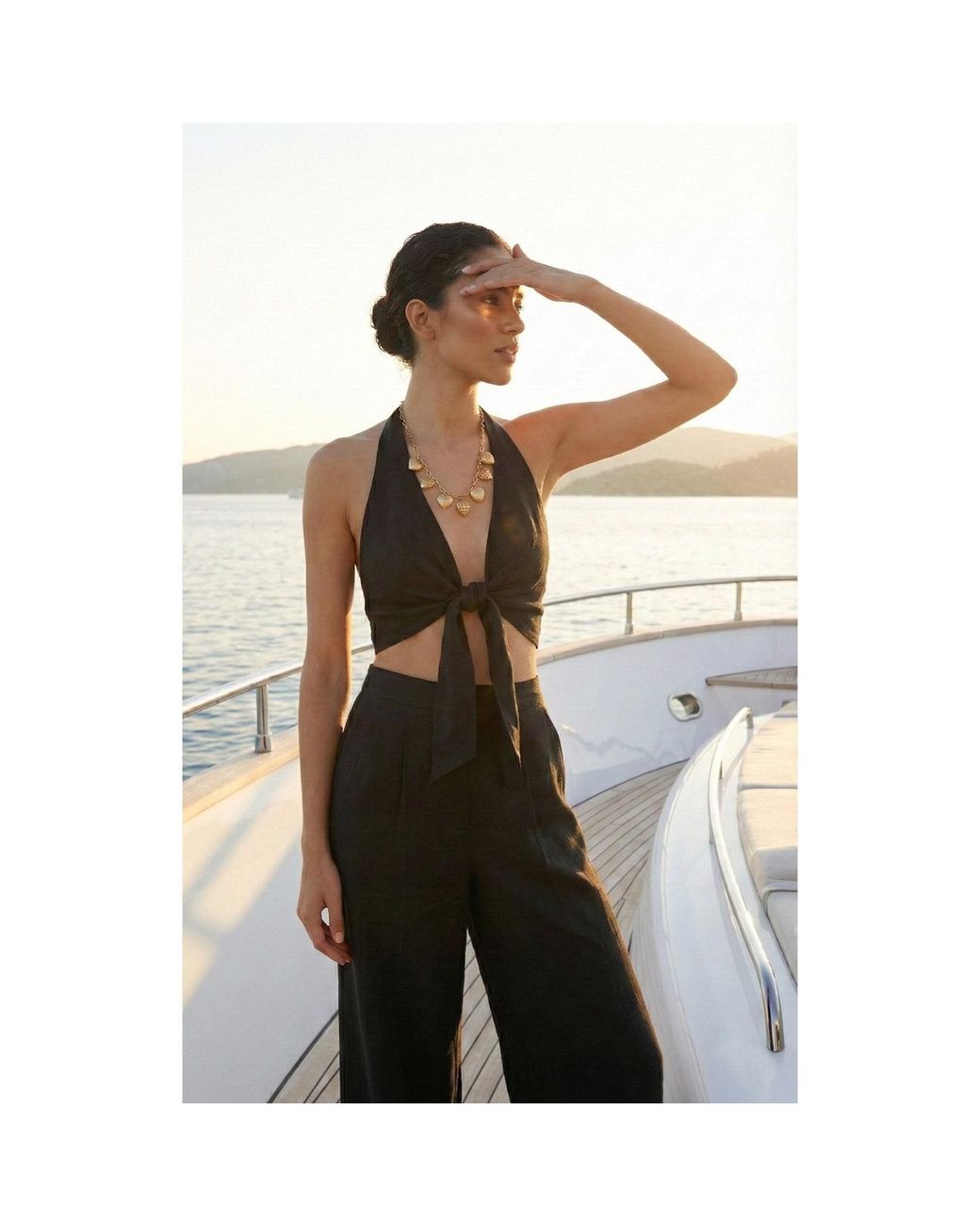 Women & Women Black Linen Functional Dress