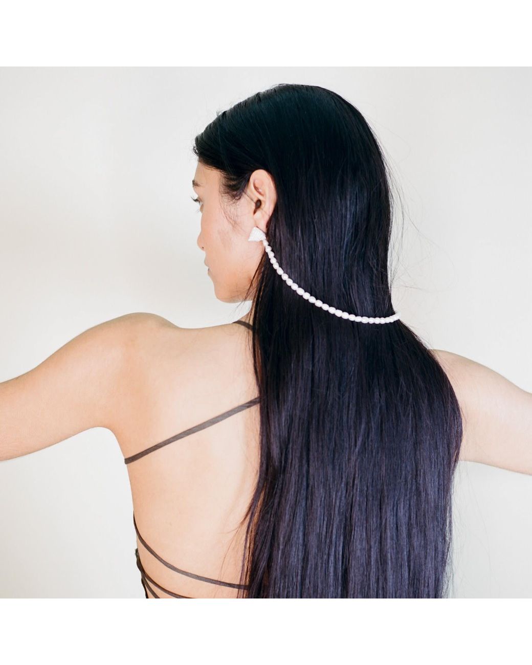Raxada Metallic Cord Pearl Earrings