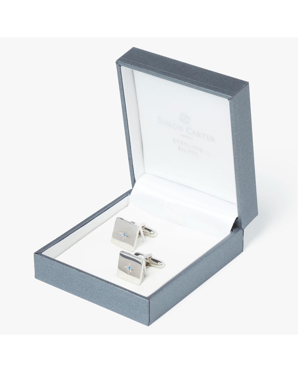 Simon Carter Metallic Crystal Square Cufflink for men