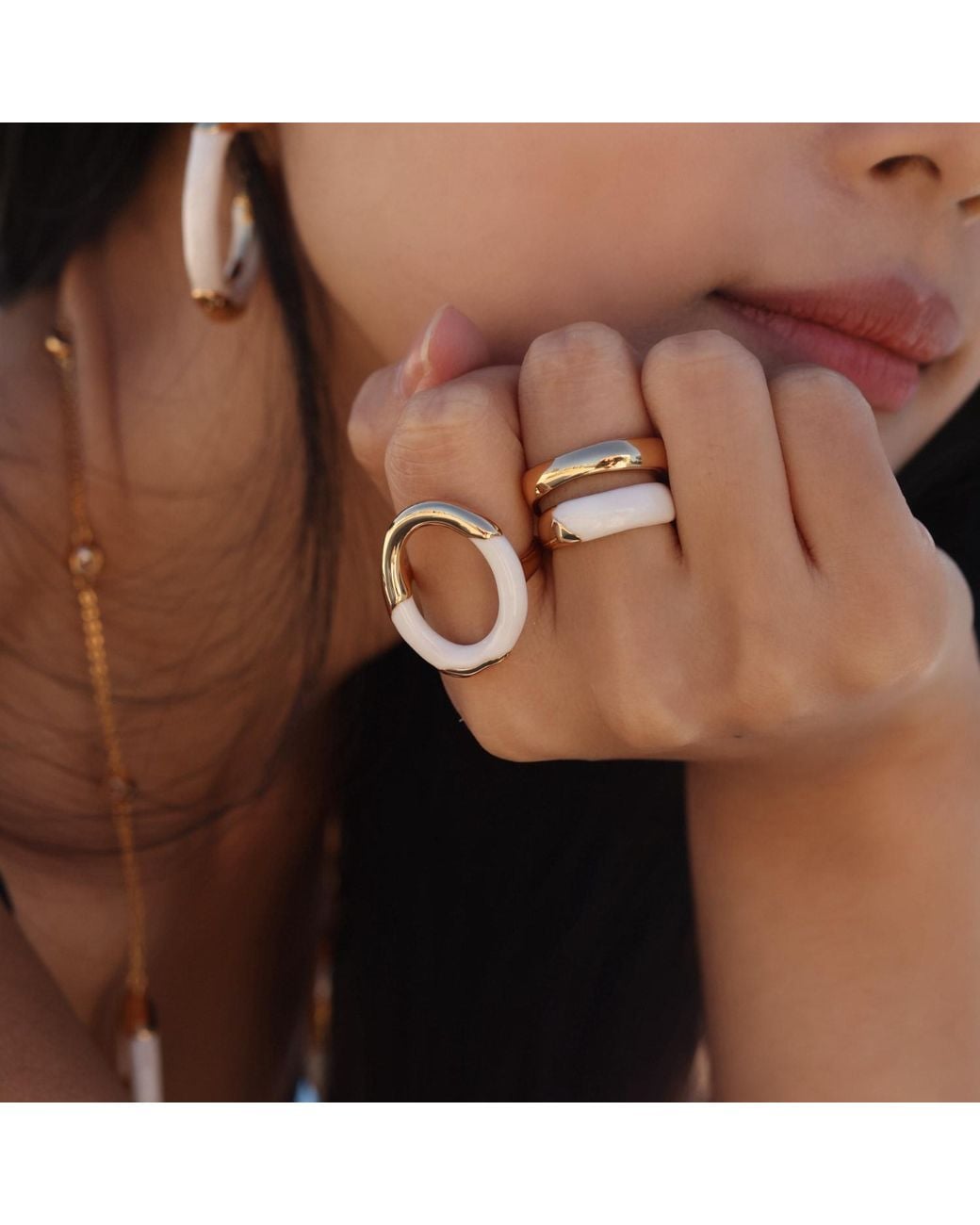 Retro Chic Metallic Time Ripples Round Ring