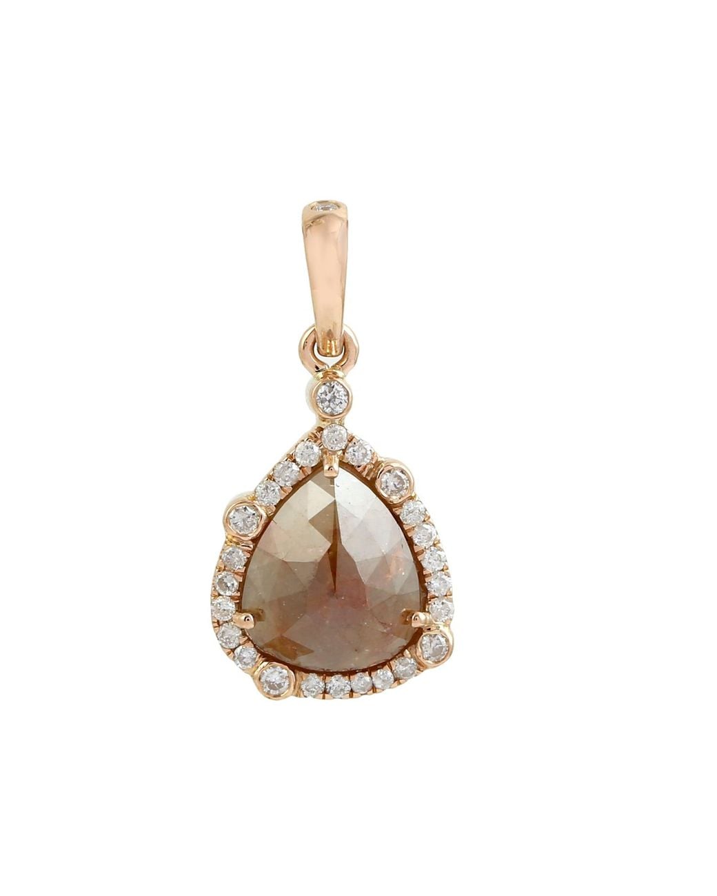 Artisan Natural Rose 18K Rose Ice Diamond & Diamond Pear Halo Pendant