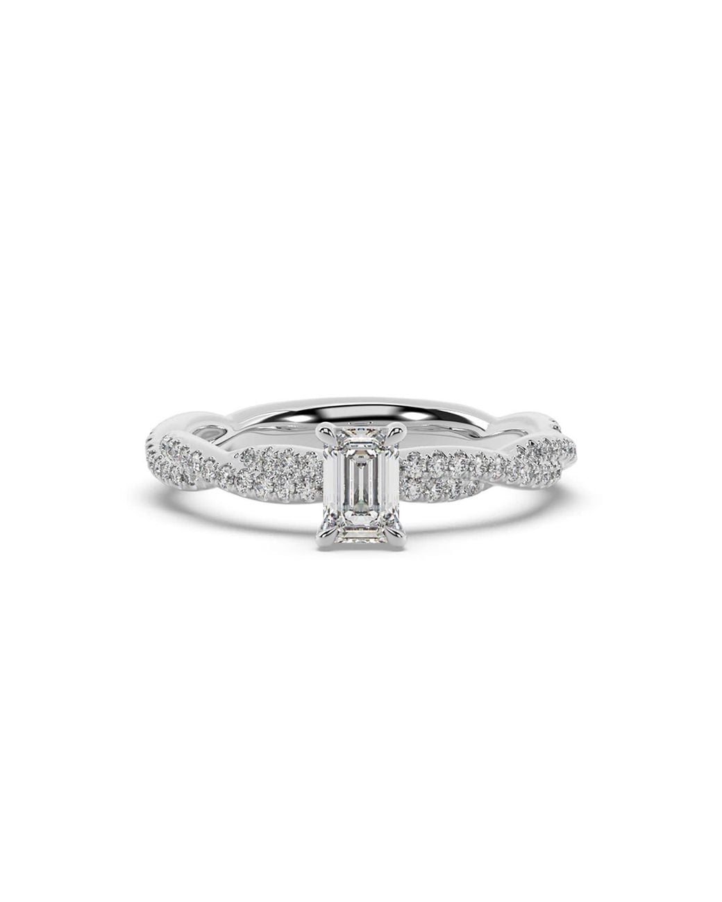 Artisan White 14K Cocktail Ring With Lab-Grown Emerald-Cut Diamond