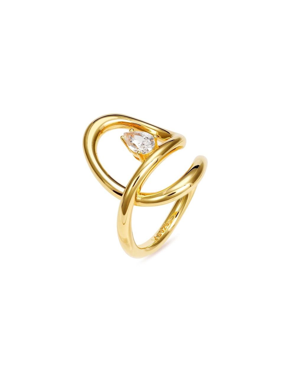 Meulien Metallic Flowing Waterdrop Solitaire Ring