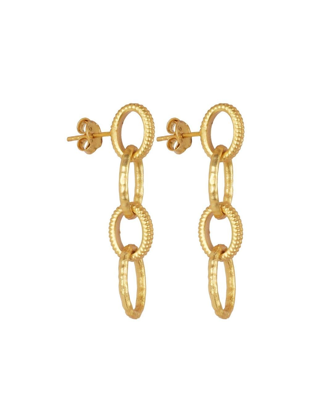 Lila Rasa Metallic Oval Hammered Link Earrings