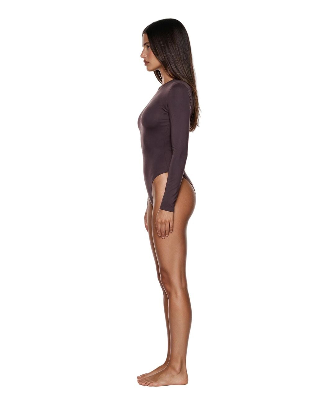 GOD SAVES QUEENS Brown Second Skin Long Sleeve Crew-Neck Bodysuit Doppio