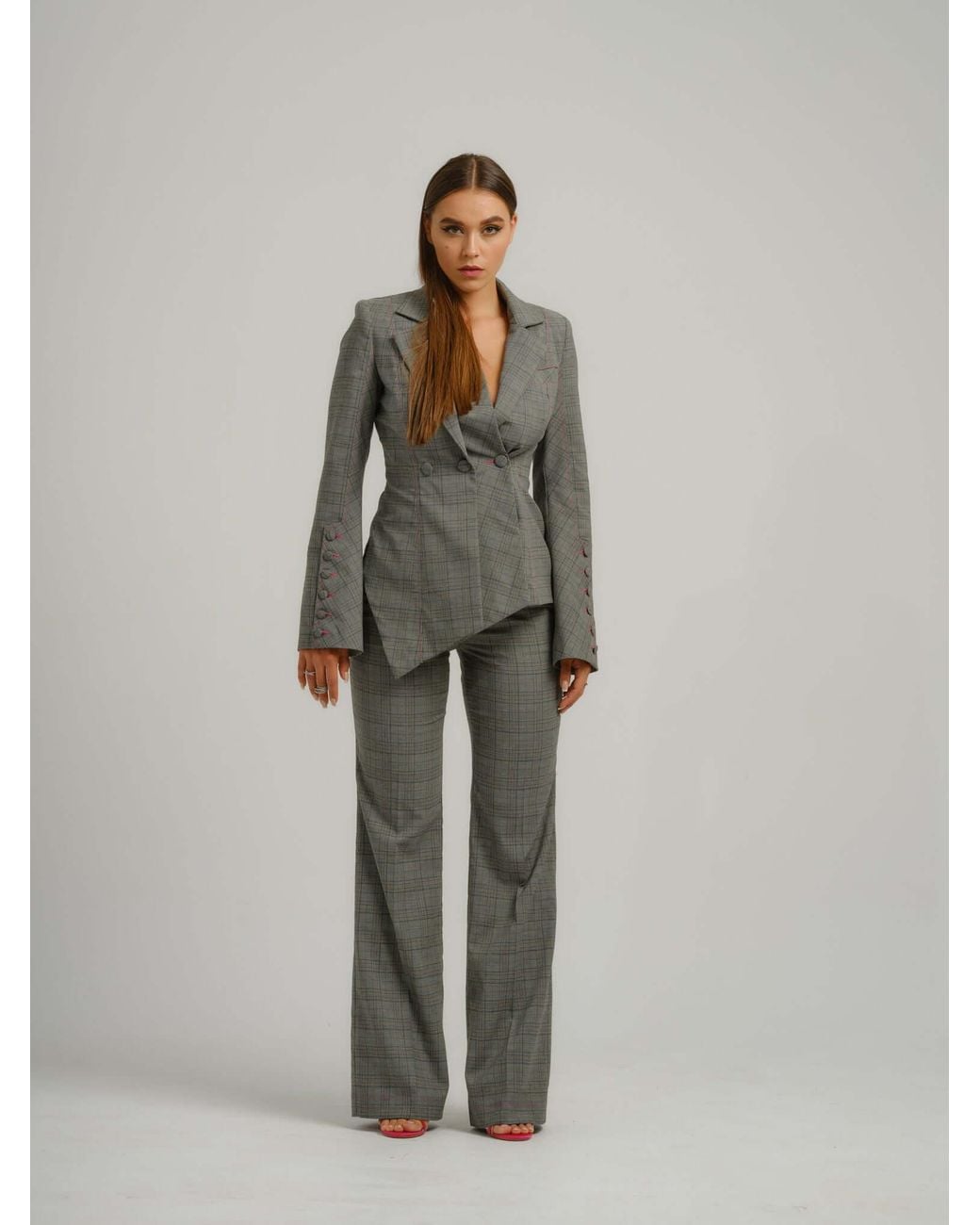 Tia Dorraine Gray Get Down To Business Tailored Asymmetric Statement Blazer