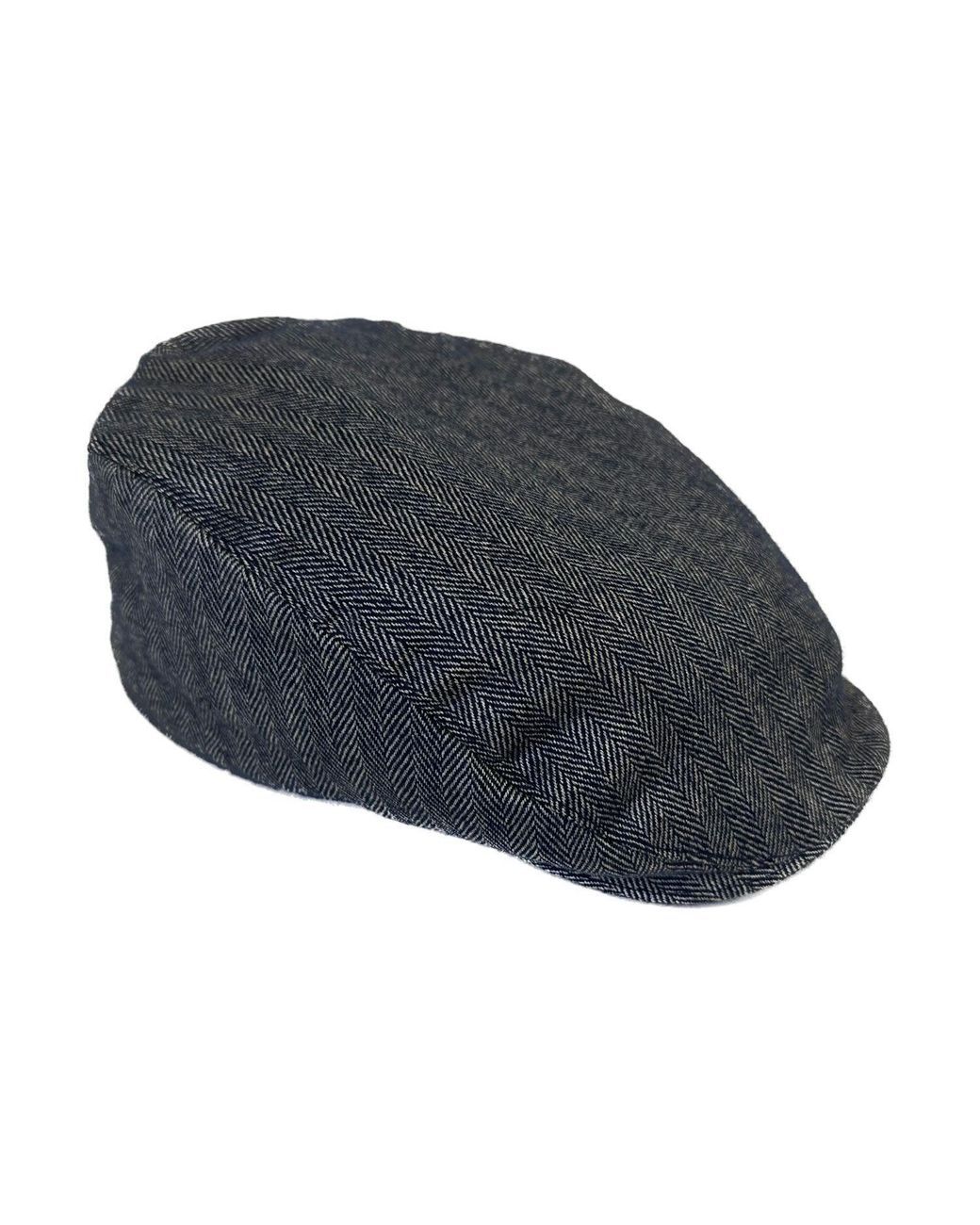 Kinalba Blue Herringbone Cashmere Flat Cap for men