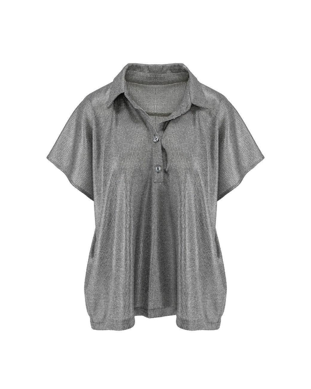 Silvia Serban Gray Jersey “Polo” Top
