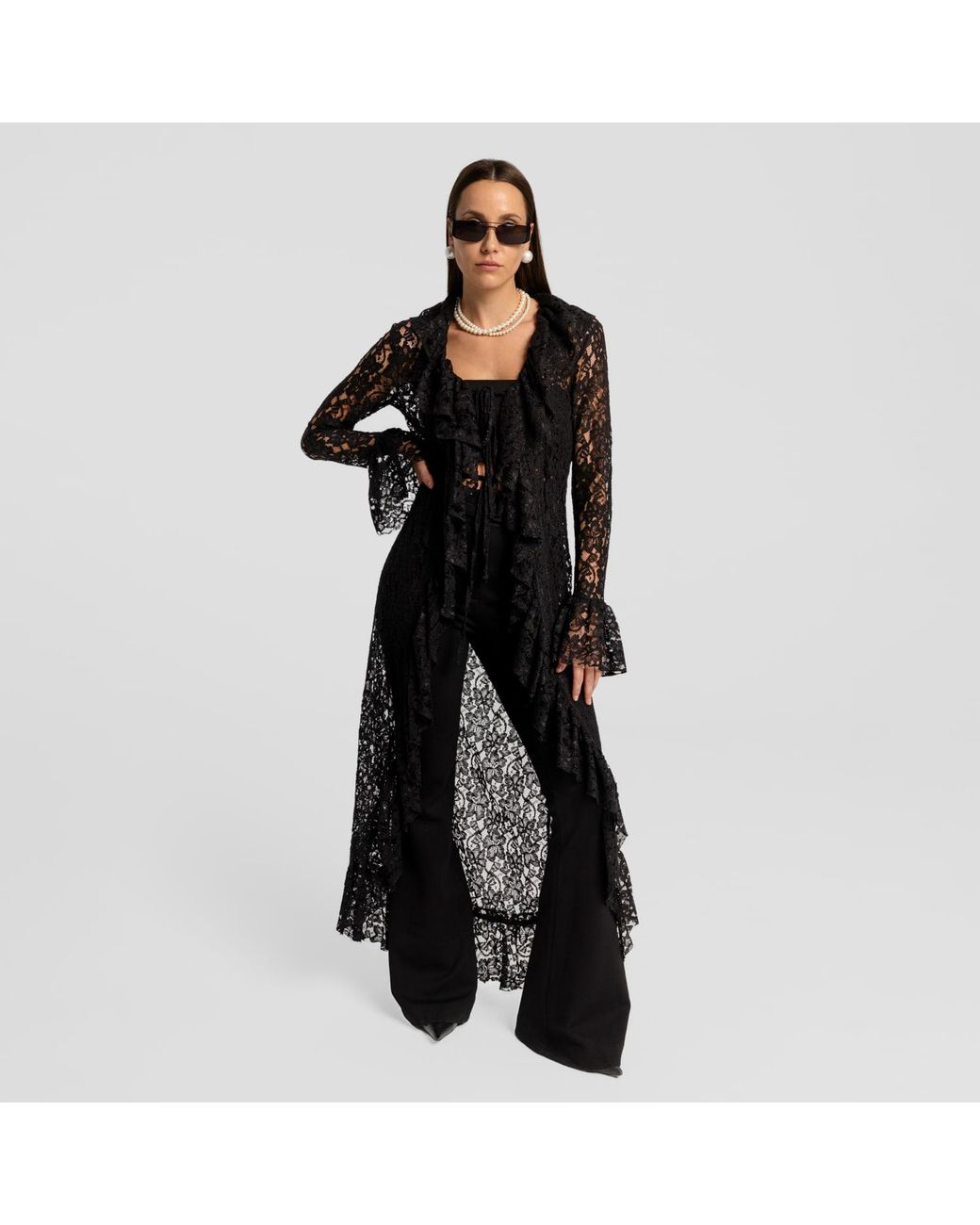 Mandragora Black Long Laced Blouse Leya