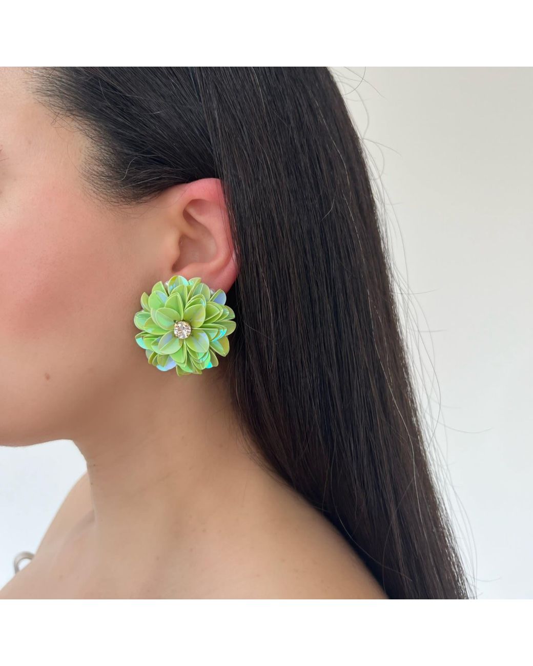 PINAR OZEVLAT Green Blossom Studs Pistachio