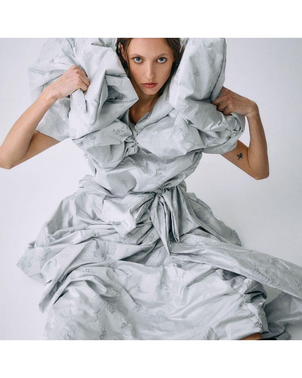Miro Misljen Gray Sculptural Wrap Dress