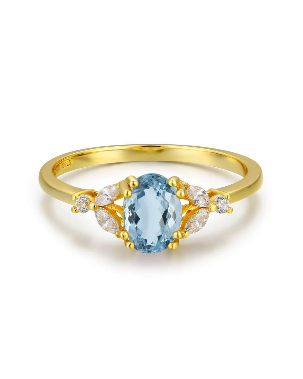 Azura Jewelry New York Metallic Stellar Aquamarine Ring Solid