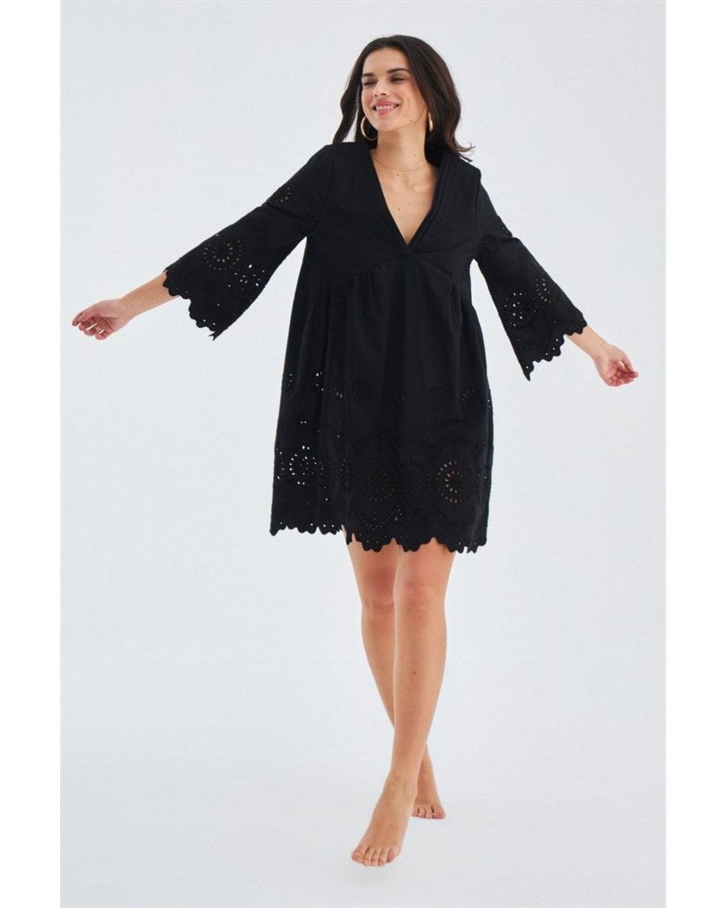 Peraluna Black Hiromi Pure Cotton Mini Dress