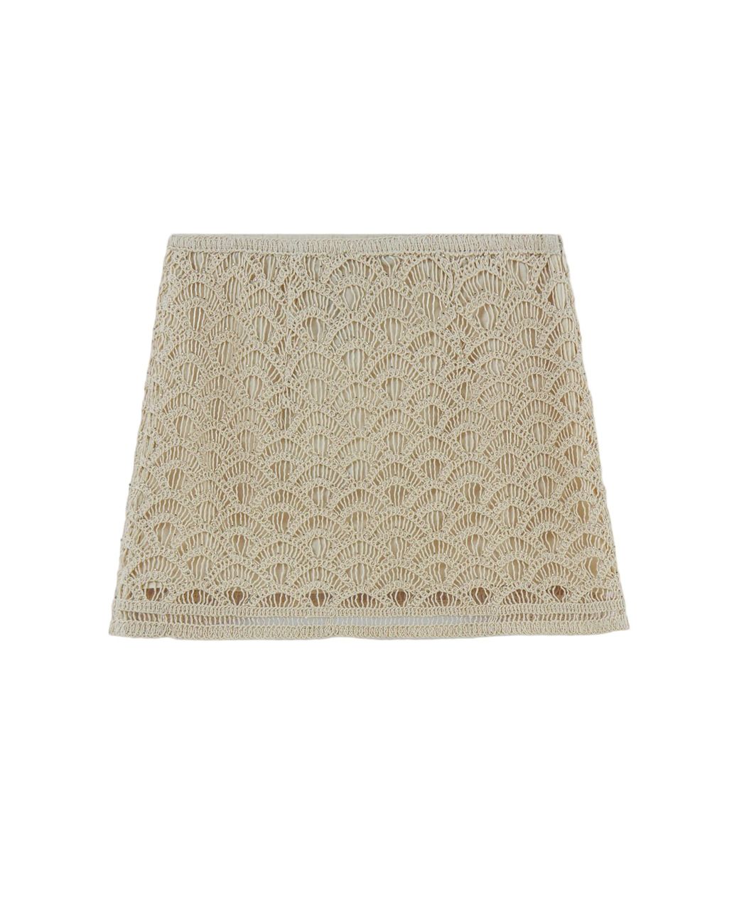 Nocturne Natural High-Waisted Lace Mini Skirt