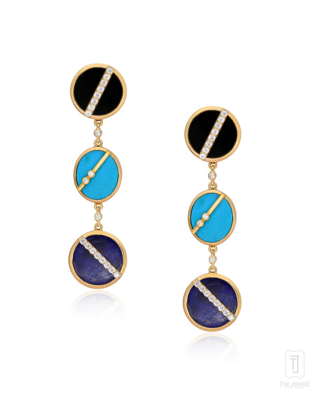 The Jewelz Blue Harmony Drop Long Plated Earrings