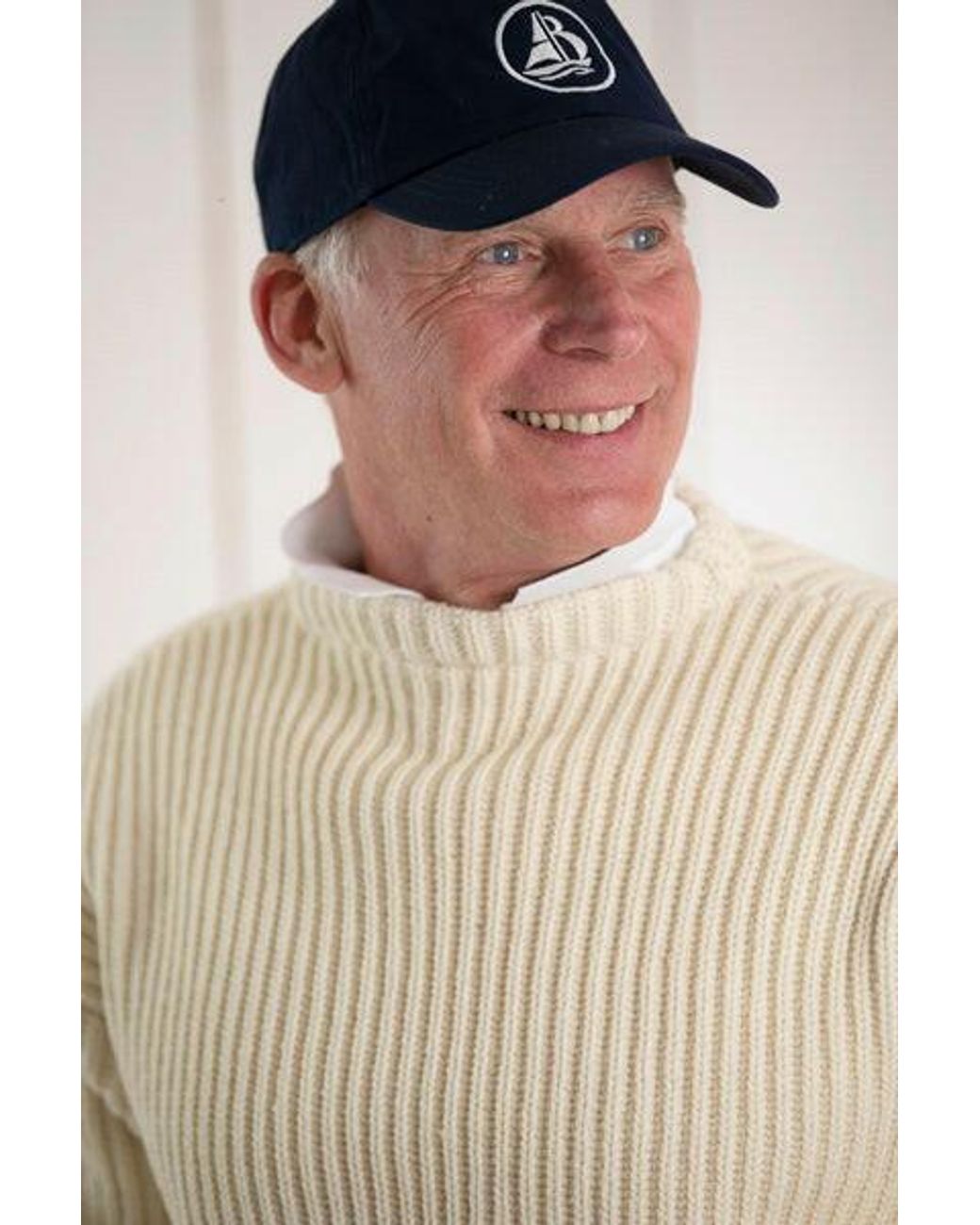 Arthur Beale White Erebus Boat Neck Pullover for men
