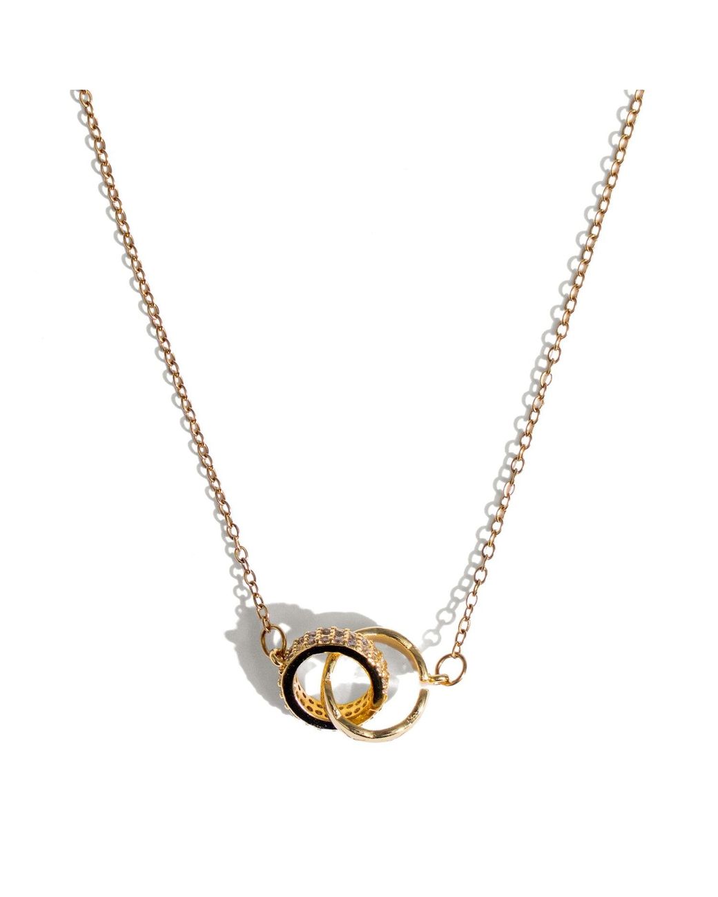 Ebru Jewelry Metallic Together Always Dual Ring Necklace