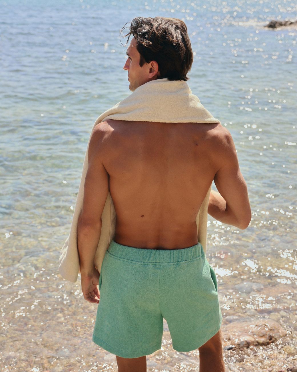Little Mariner Green Sage Terry Shorts for men