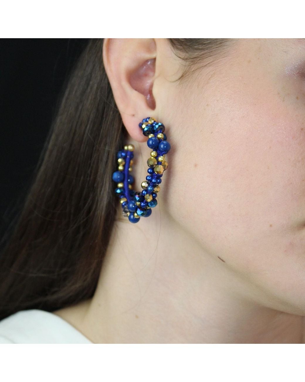 PINAR OZEVLAT Blue Sapphire Cluster Hoops