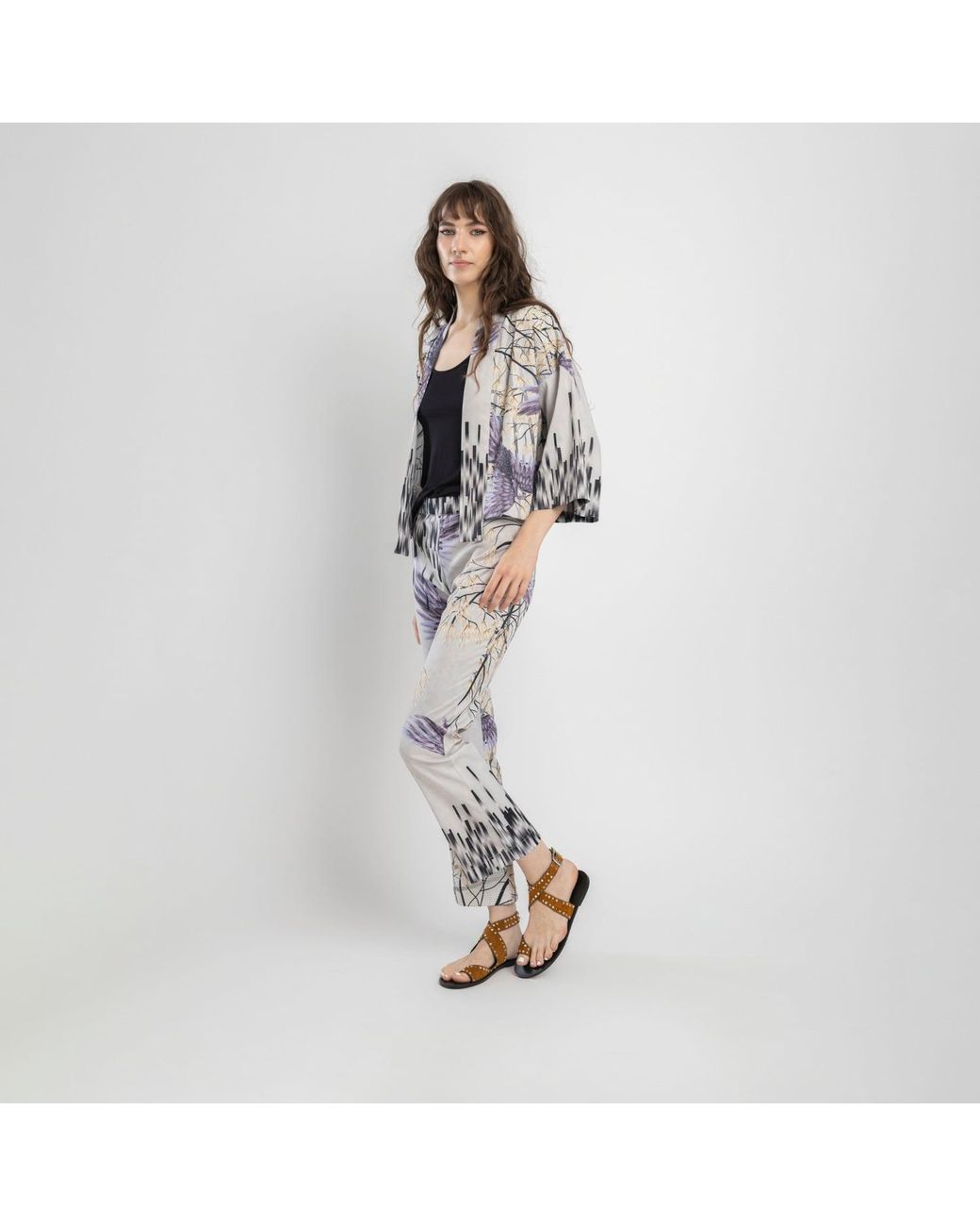 ARTISTA Blue Rizz Cropped Kimono