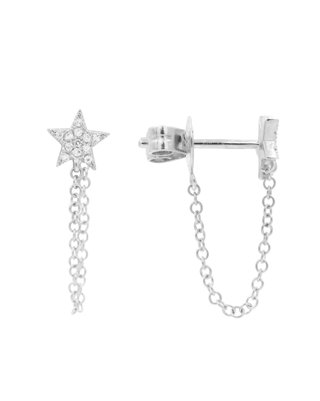 KAMARIA Metallic Star Chain Diamond Stud Earrings