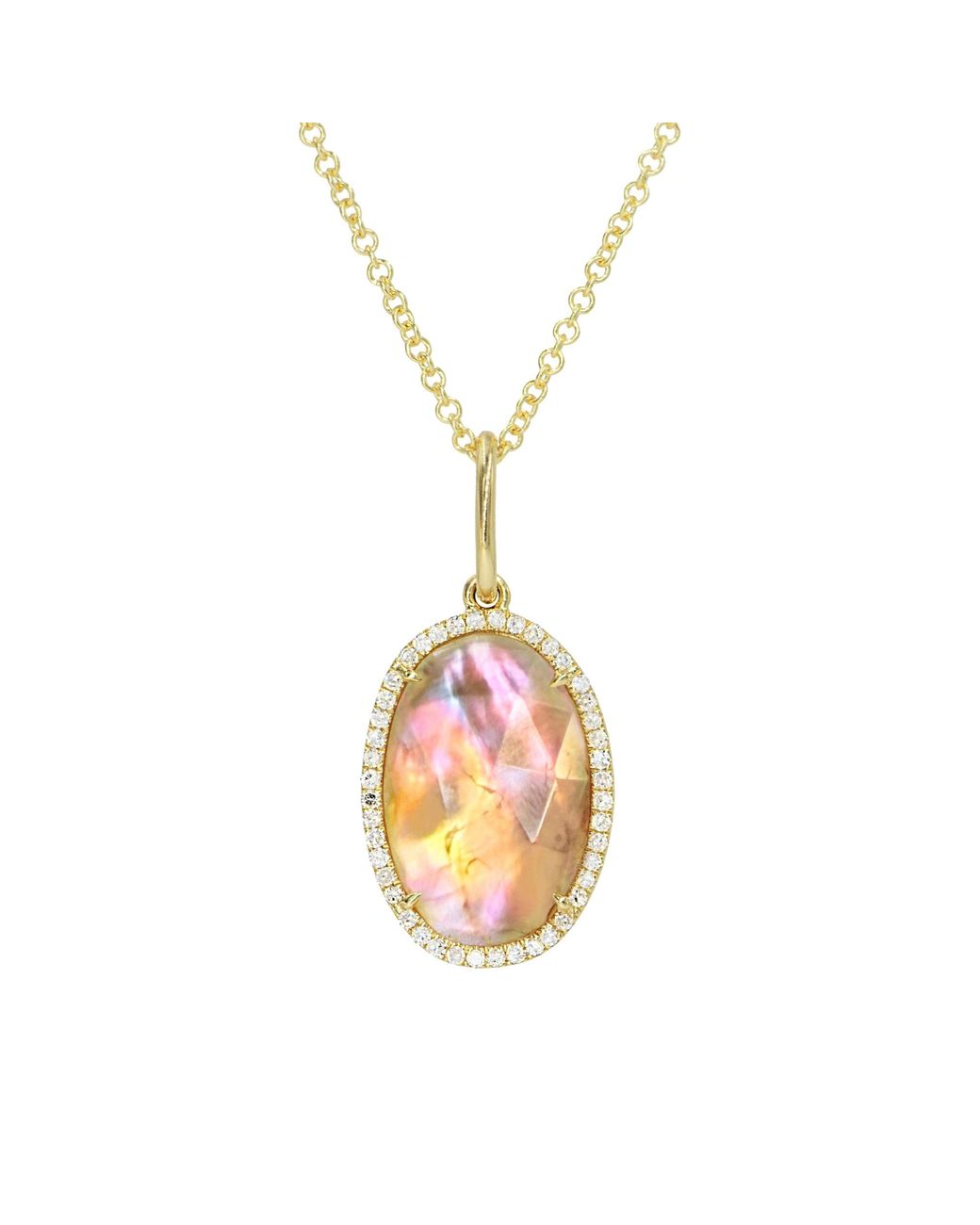 KAMARIA Metallic Peach Tourmaline & Pearl Doublet Necklace With Diamonds