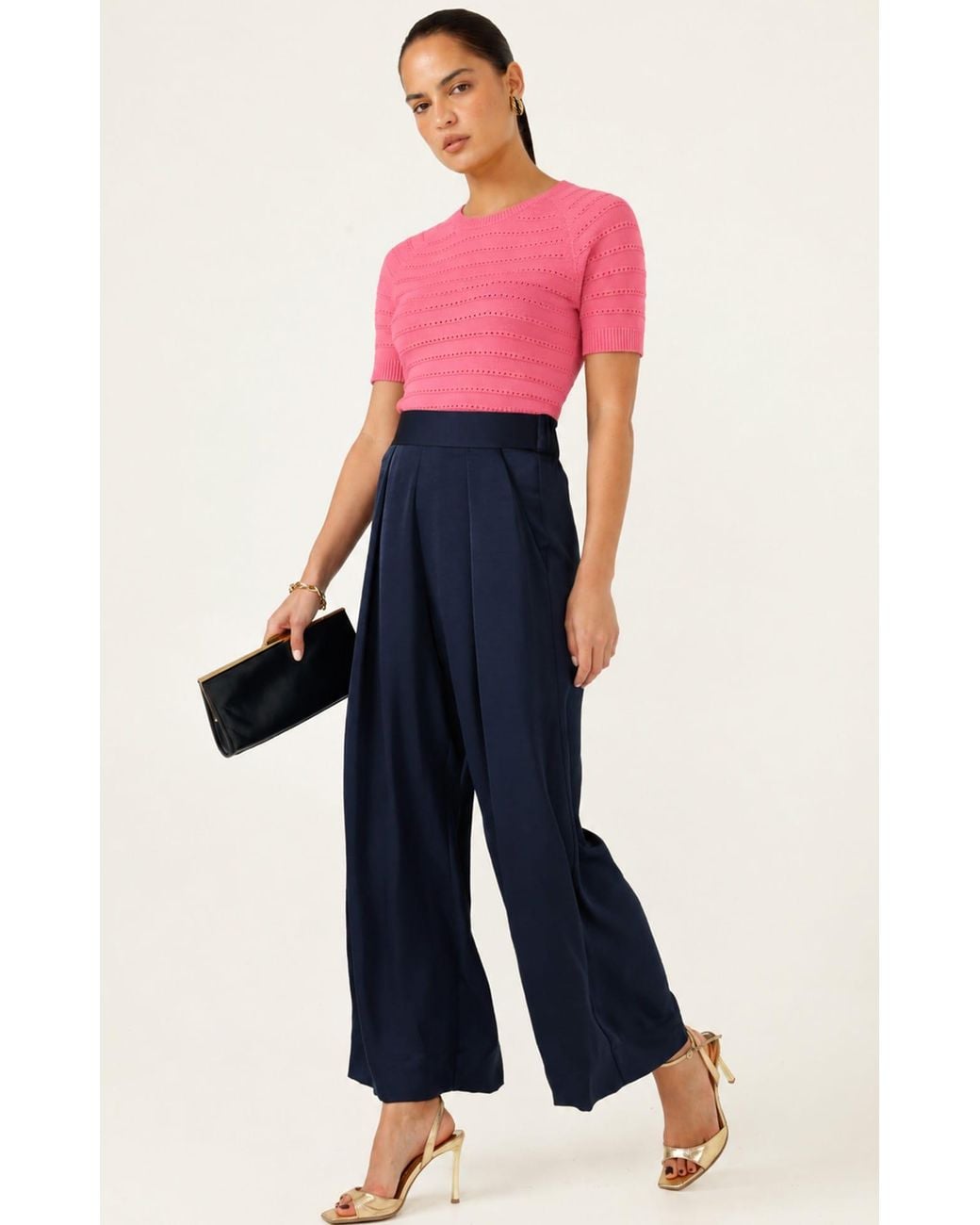 SACHA DRAKE Pink Eyelet Knit Top