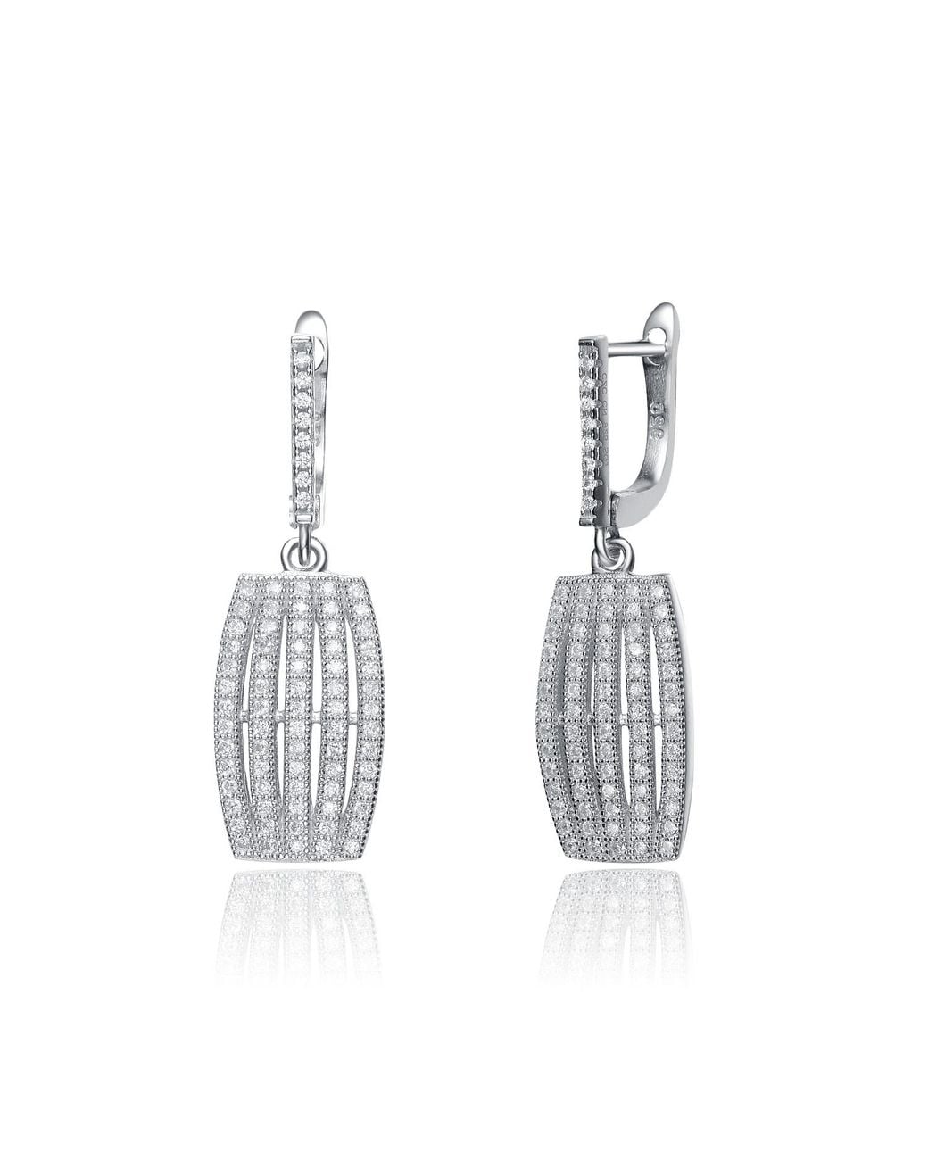 Genevive Jewelry Metallic Sterling Cubic Zirconia Five Strand Dangle Earrings