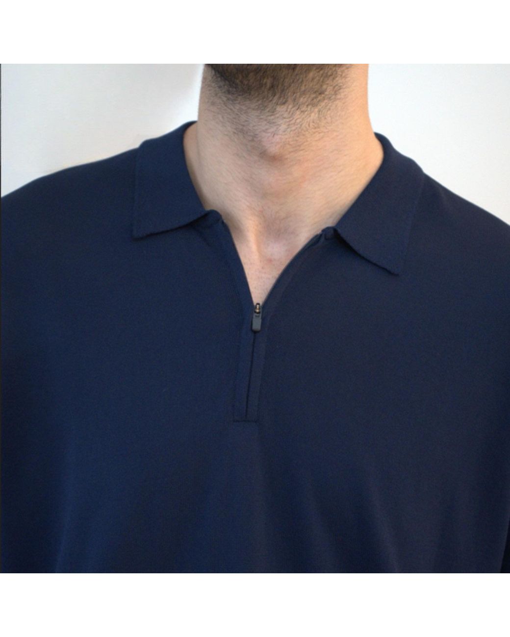 Nuvv Collection Blue Zip-Neck Polo Lightweight Knit for men