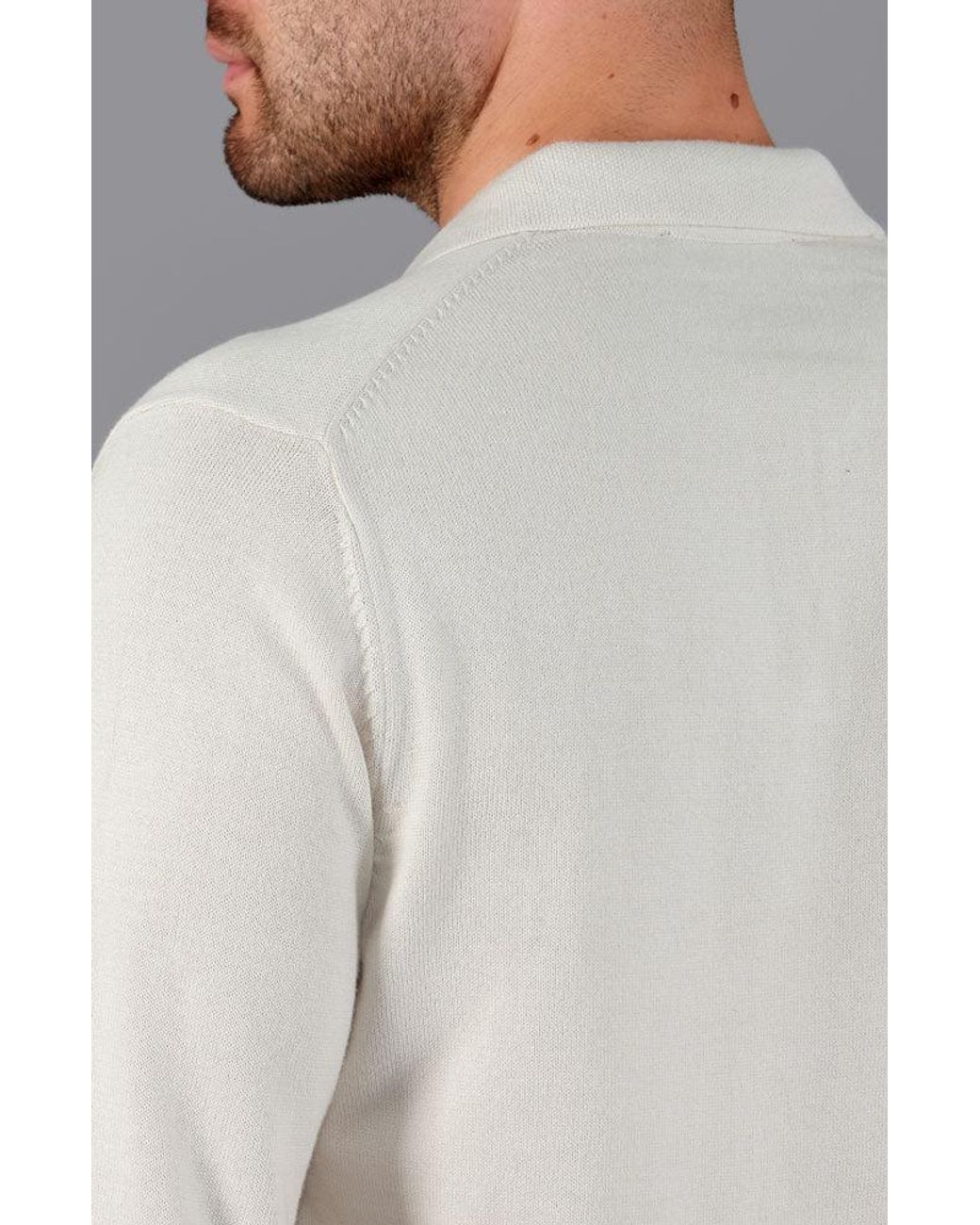 Paul James Knitwear Pink Neutrals Lightweight Cotton Lyndon Buttonless Polo Shirt for men