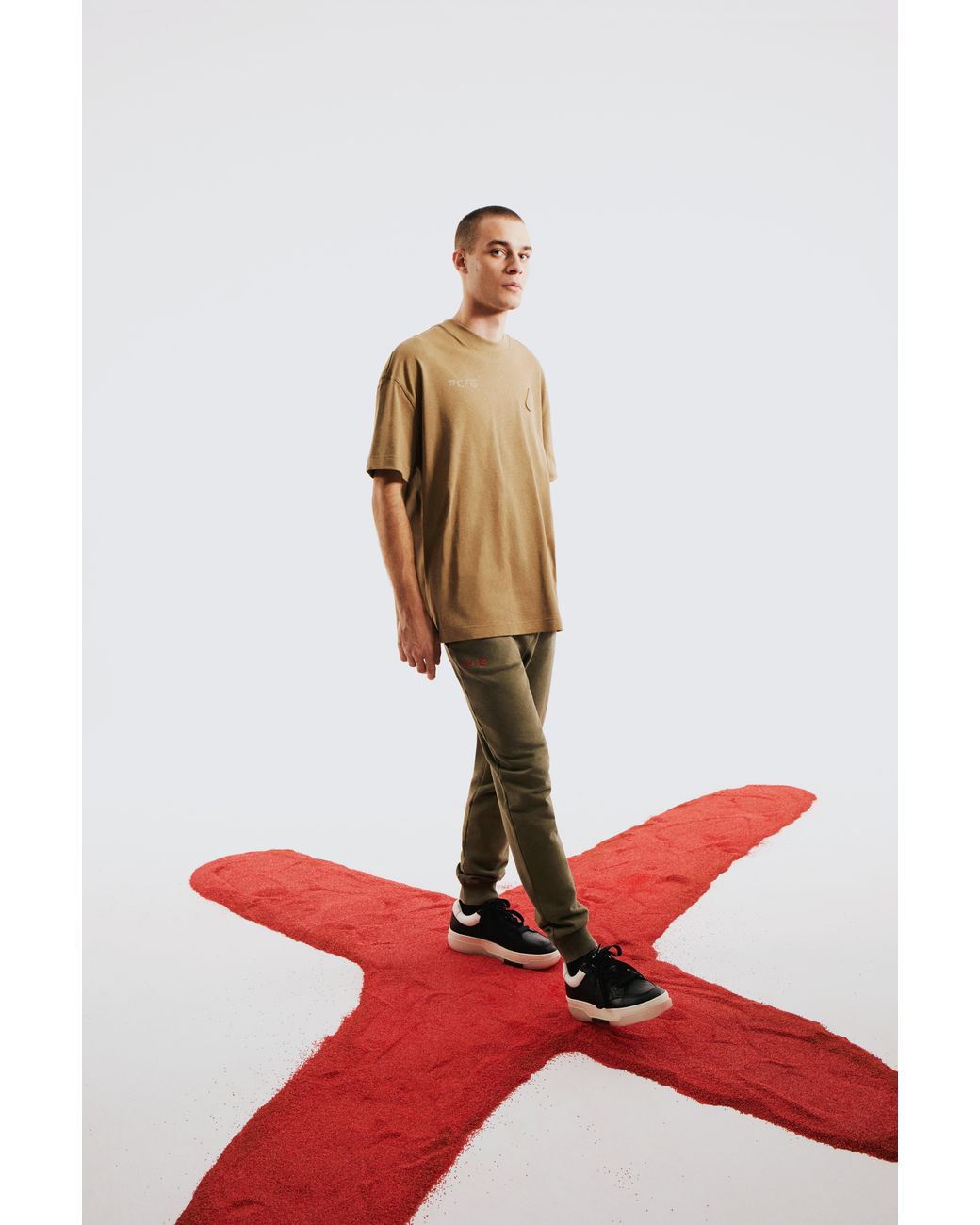 Pcfg Green Oversized Tee With Emboss Detail for men