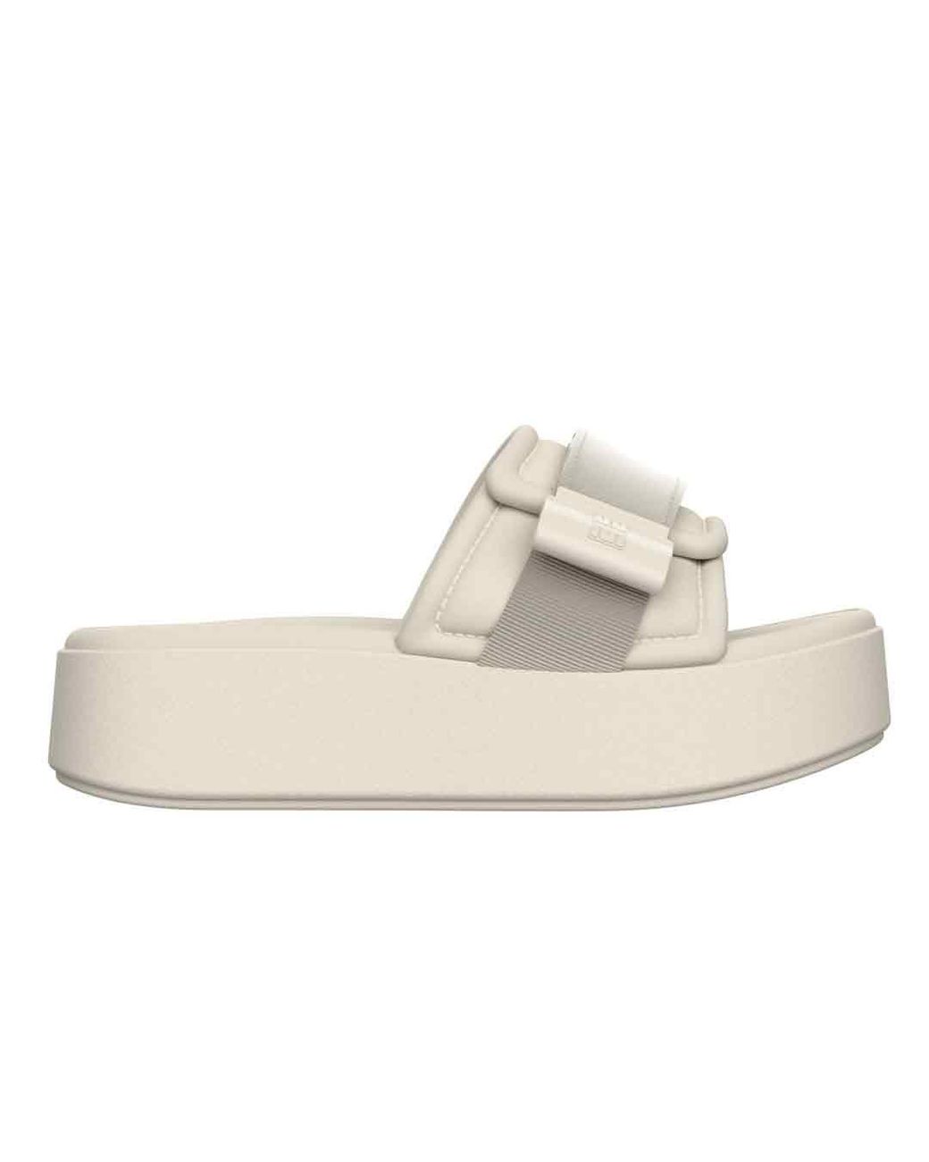 Melissa White Neutrals Free Fuzzy Slide Platform