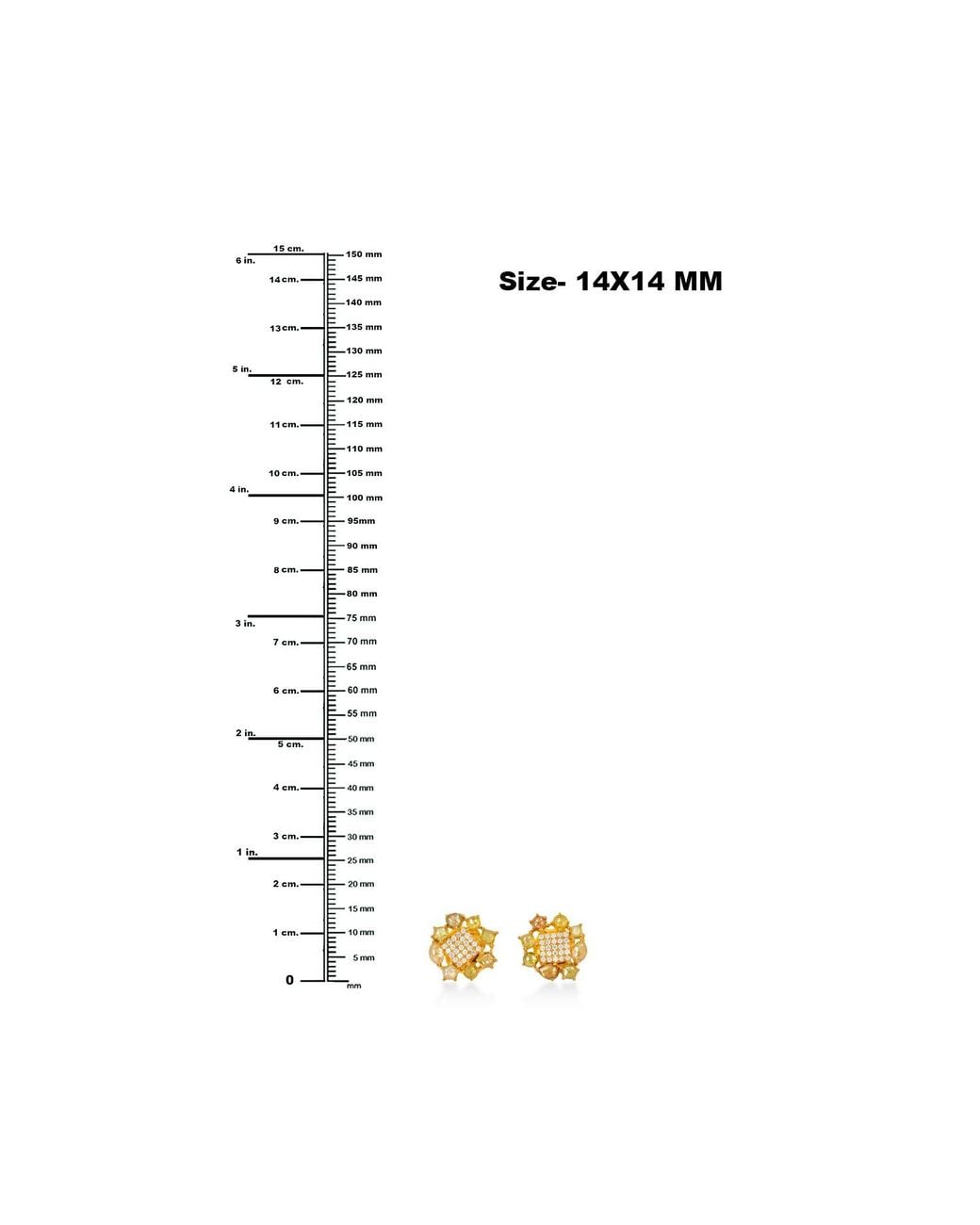 Artisan Metallic Ice Diamond Yellow Solid Yellow Gold Stud Earrings Jewelry