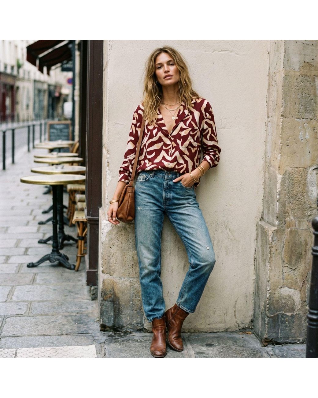 LAtelier London Abstract Print Collared Blouse