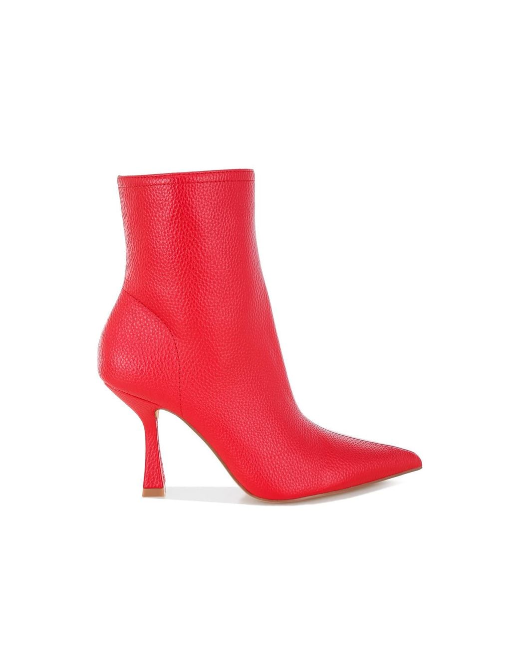 Rag & Co Red Farnak Pleather Spool Heel Boots