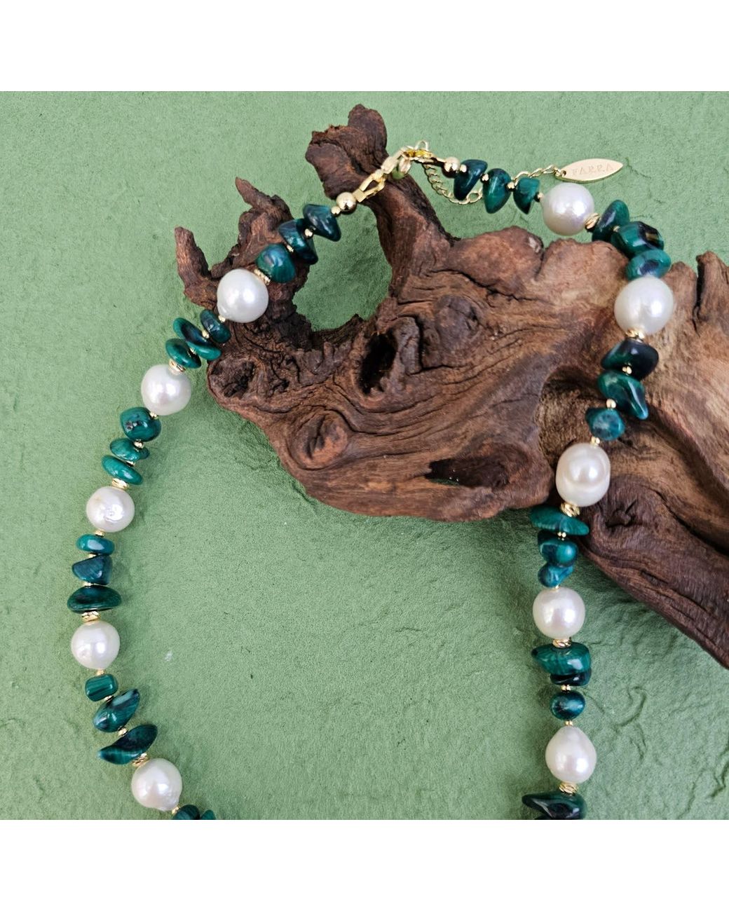 Farra Green Irregular Bamboo Coral With Freshwater Pearls Necklace