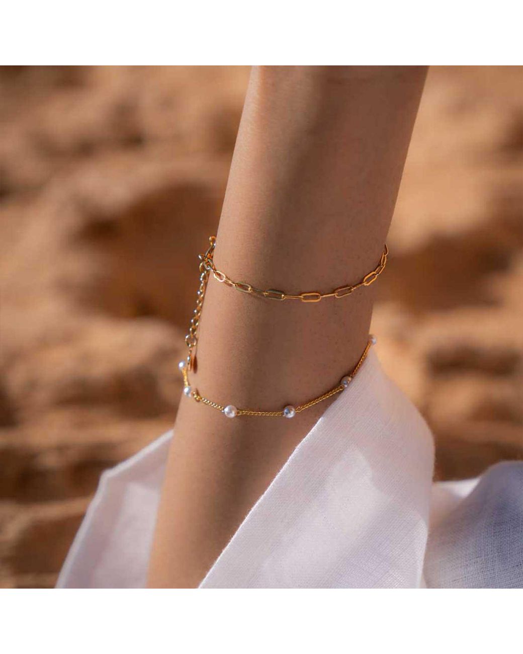 Formation Co. Jewellery Metallic Gaia Pearl Chain Bracelet