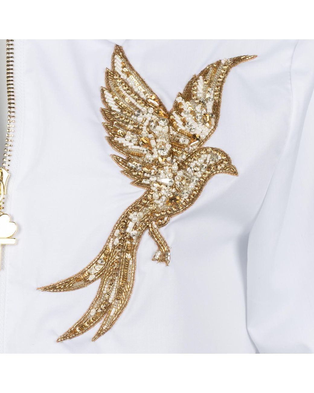 House of Laines London Blue Laines Couture Zip Shirt With Bird Of Paradise Embellishment