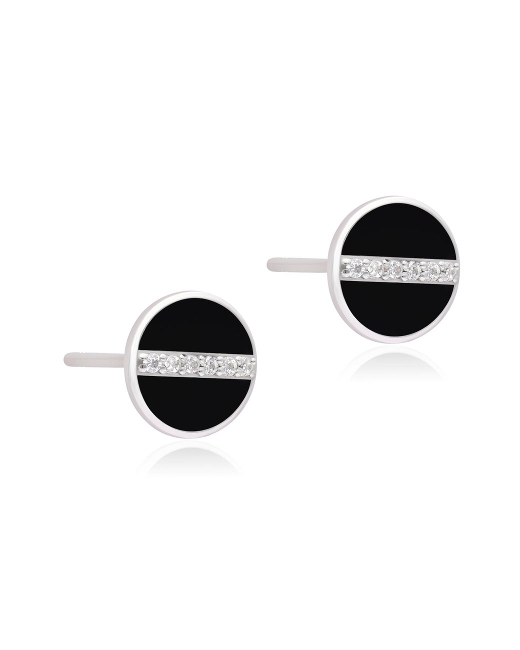 The Jewelz Black Enamel & Sparkling Cz Stud Earrings for men