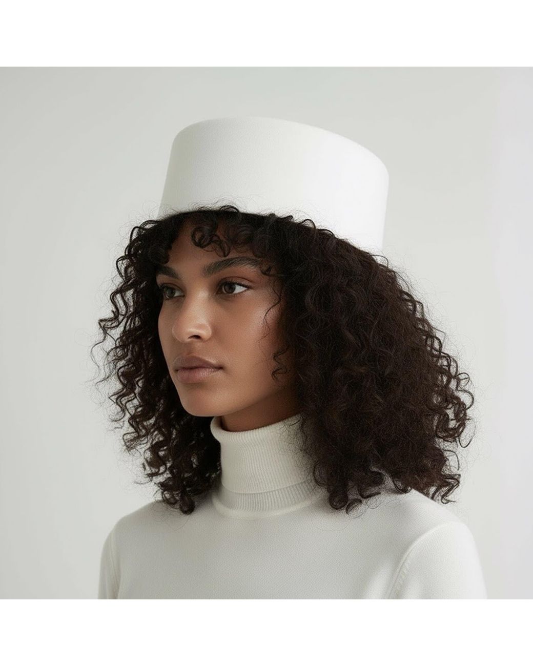London Atelier Byproduct White Wool Pillbox Hat