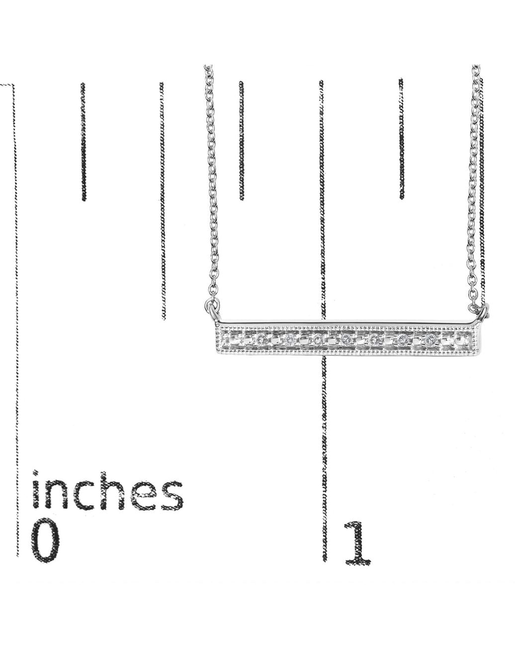 Haus of Brilliance Metallic Sterling Diamond Accent Milgrain Bar Pendant Necklace