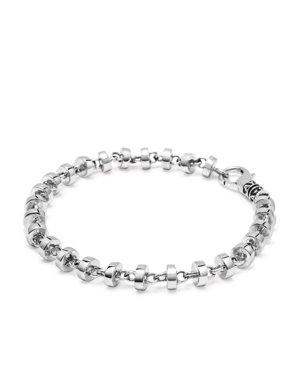 Nialaya Metallic Sterling Round Link Bracelet for men
