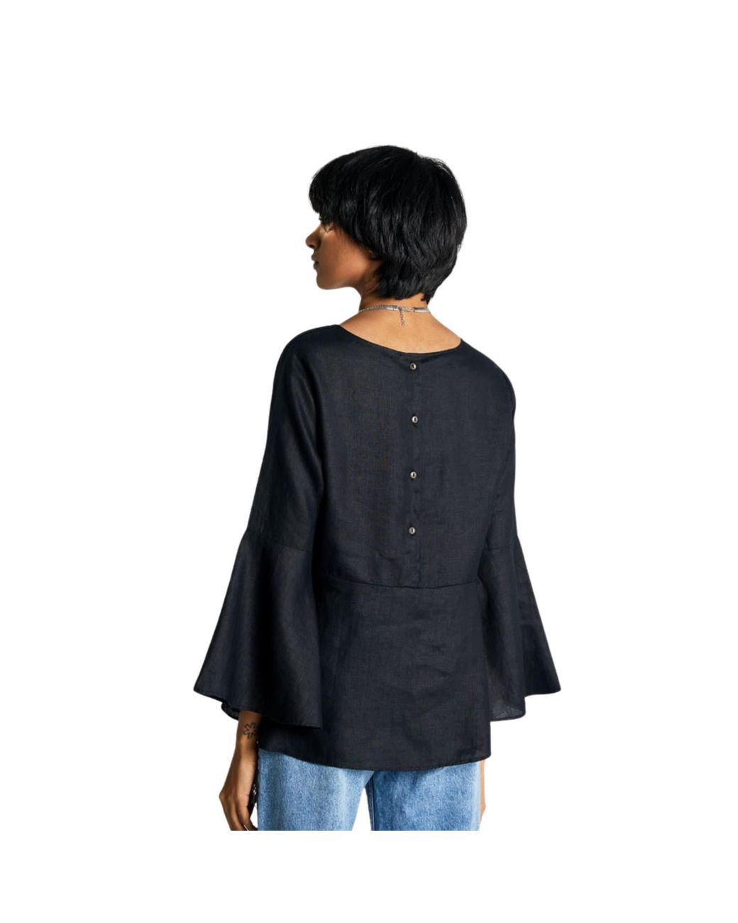 REISTOR Blue The Button Back Hemp Shirt