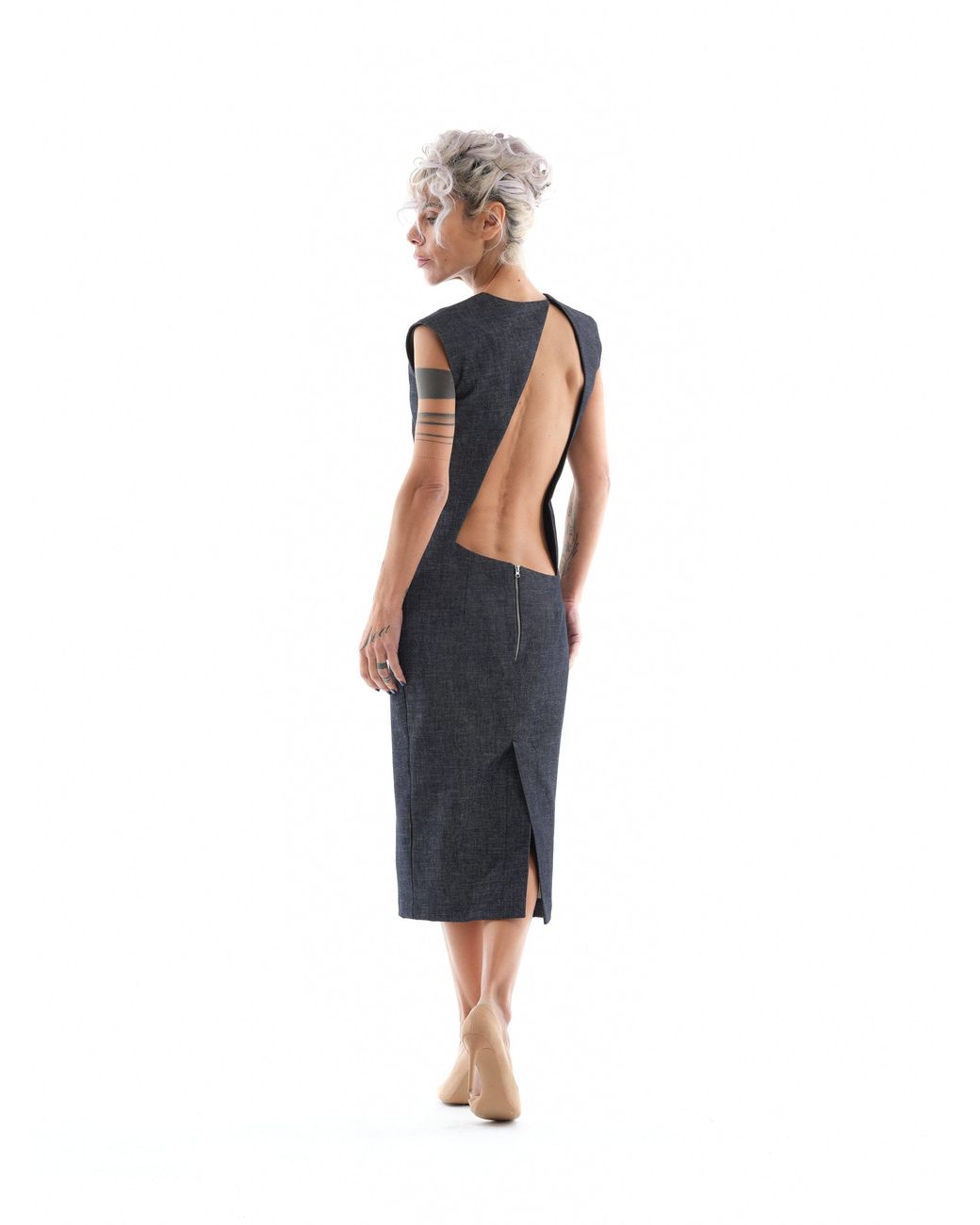 Clothes by Locker Room Black Denim Cutout Midi Dress