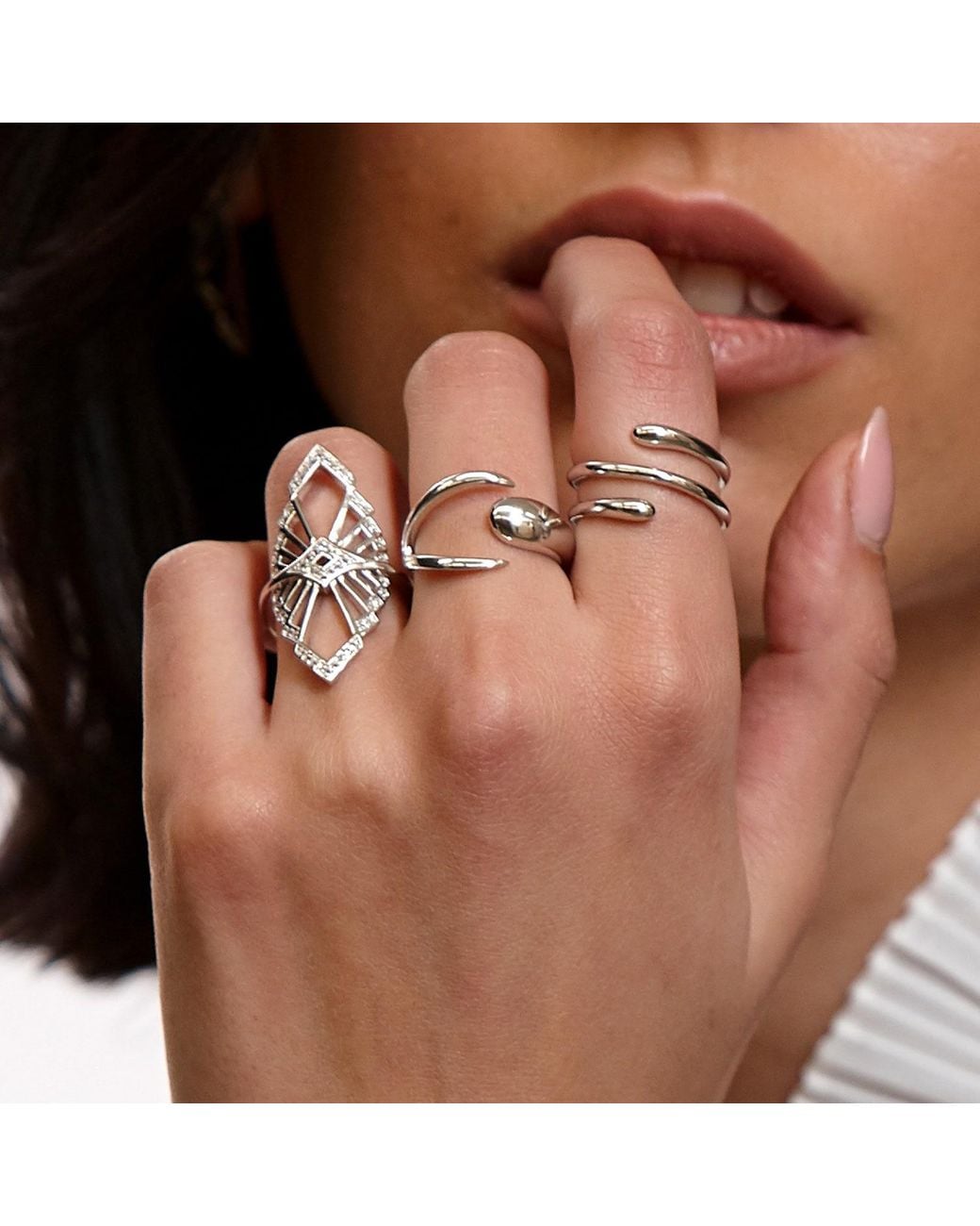 Lucy Quartermaine Metallic Solid Sterling Mirror Chrysler Ring