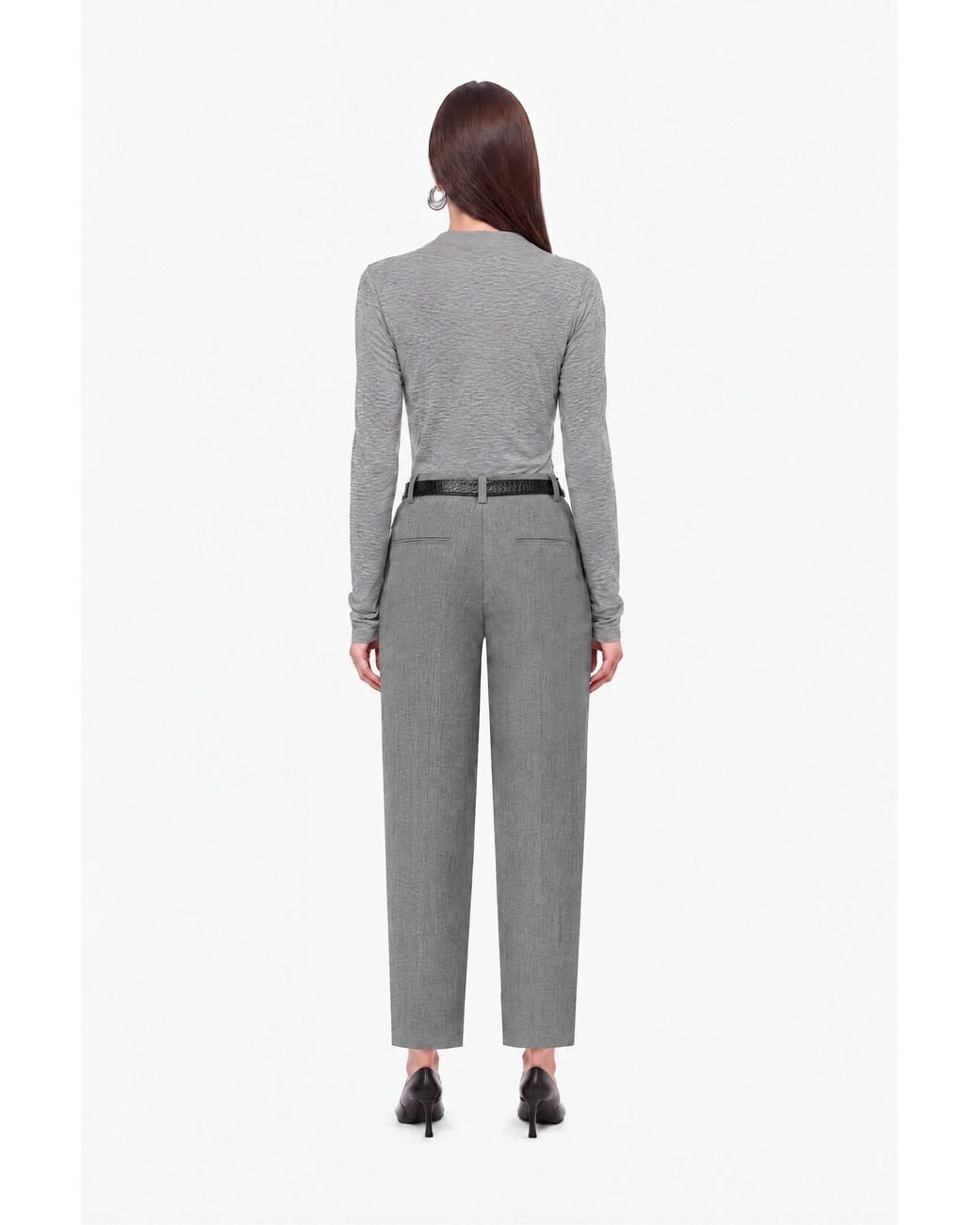 Nocturne Gray Draped Wrap Front Trousers