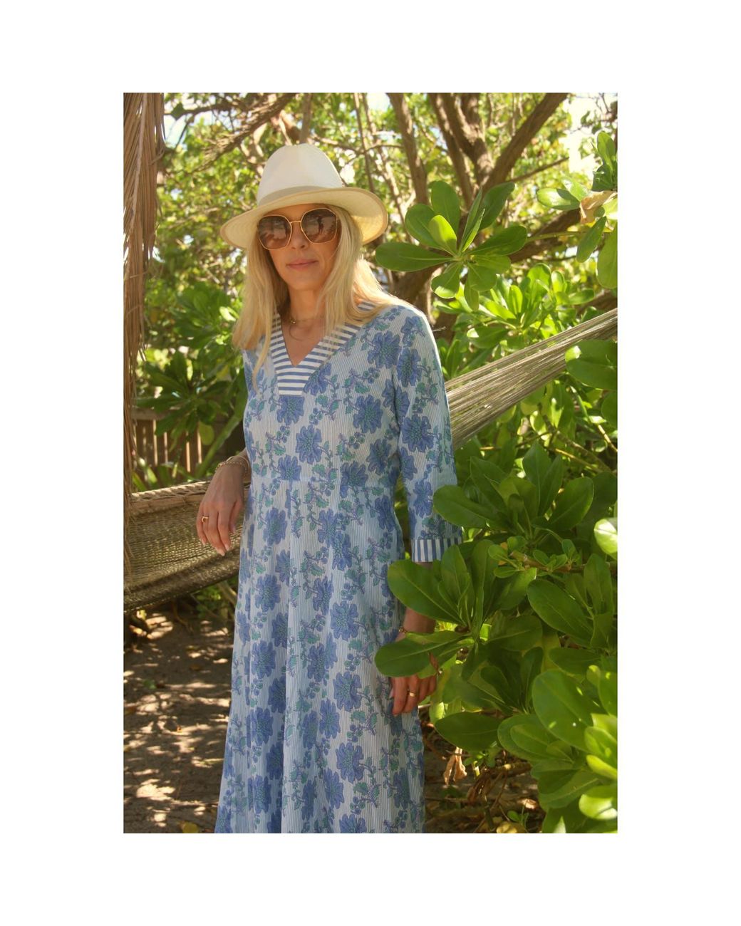 At Last Blue Cotton Rhonda Midi Dress